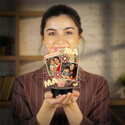 Personalized Mom Photo UV Print LED Night Lamp Mothers Day Gift Warm White Light